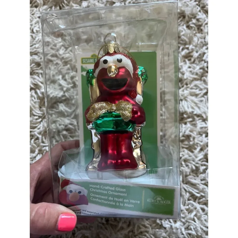 NIB Elmo By Kurt S. Adler Hand Crafted Glass Christmas Ornament